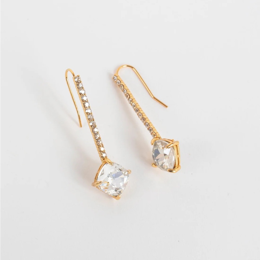 Violet & Brooks Brooke Clear Crystal Gold-Tone Drop Earrings Gift New